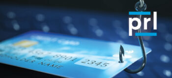 Credit card with a hook through it to represent Phishing.PRL logo in upper left corner