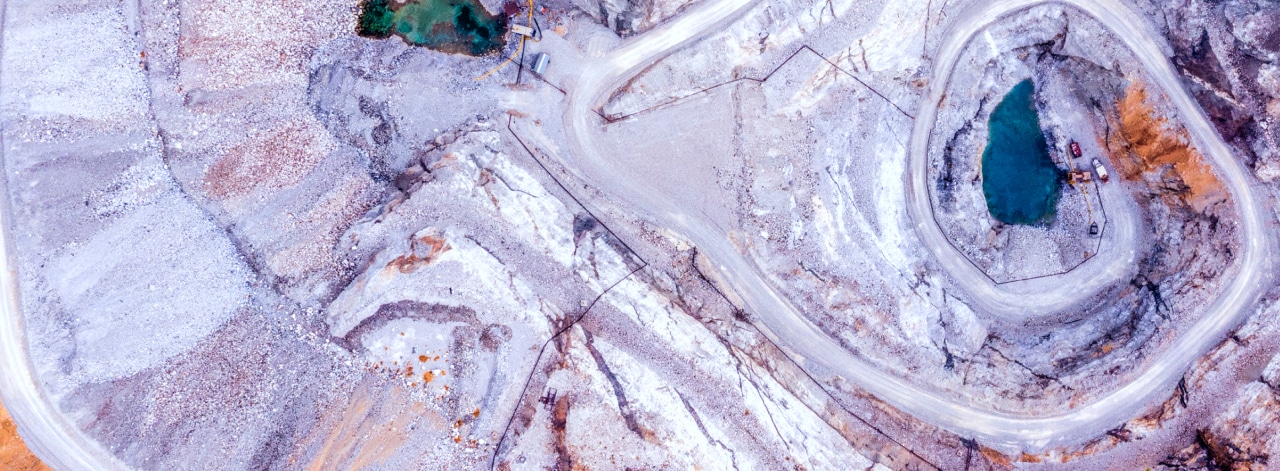 aerial view of strip mining site